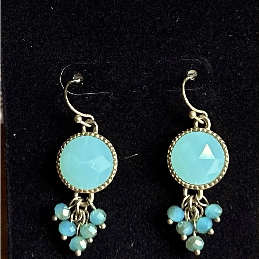 Spartina 449 Elegant Teal Beeded Dangle Earrings